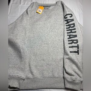 NWT Carhartt Relaxed Fit Midweight Crewneck Logo Sleeve Sweatshirt 2X Gray